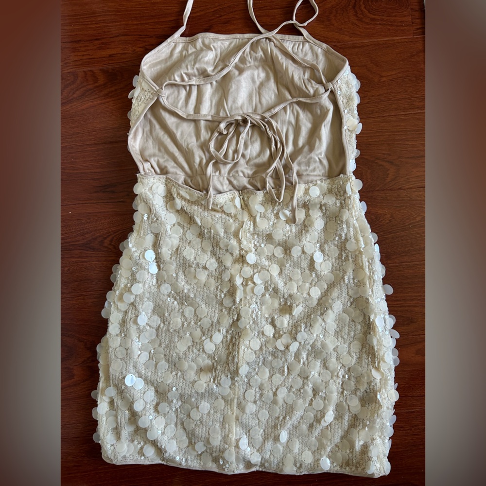Cream Sequin Midi Dress NWOT - Picture 7 of 8